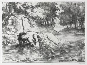 Hamlet: Śmierć Ofelii autorstwa Eugène Delacroix