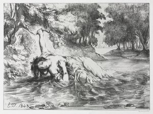 Hamlet: Śmierć Ofelii, 1843. autorstwa Eugène Delacroix