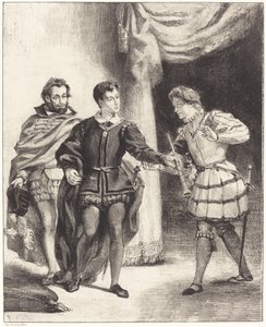 Hamlet i Guildenstern Akt III, scena II, 18341843. autorstwa Eugène Delacroix