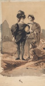 Hamlet i Horatio na cmentarzu, 1827-28. autorstwa Eugène Delacroix