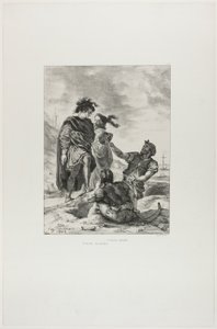 Hamlet i Horatio z grabarzami, plansza 14 z Hamleta autorstwa Eugène Delacroix