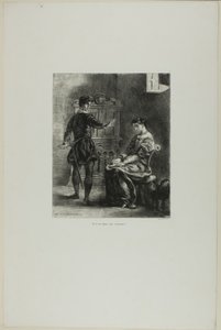 Hamlet i Ofelia, płyta 5 z Hamleta autorstwa Eugène Delacroix