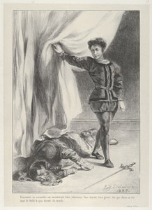 Hamlet i zwłoki Poloniusza, 1835., 1835. autorstwa Eugène Delacroix