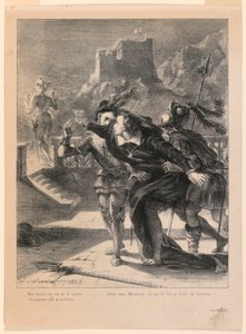 Ilustracja do Hamleta: Hamlet próbuje podążać za duchem swego Ojca (I, 4) autorstwa Eugène Delacroix