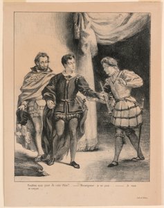 Ilustracja do Hamleta: Hamlet i Guildenstern (III,2) autorstwa Eugène Delacroix