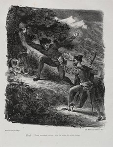 Ilustracje do Fausta: Faust i Mefistofeles w górach Hartz autorstwa Eugène Delacroix