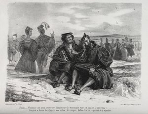 Ilustracje do Fausta: Faust i Wagner autorstwa Eugène Delacroix