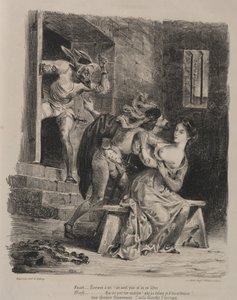 Ilustracje do Fausta: Faust w więzieniu Małgorzaty autorstwa Eugène Delacroix