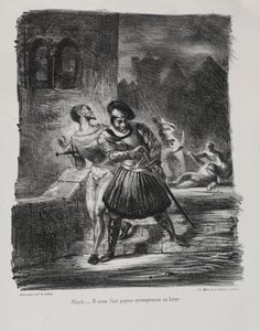 Ilustracje do Fausta: Mefistofeles i Faust uciekają po pojedynku autorstwa Eugène Delacroix