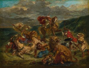 Polowanie na lwa, 186061. autorstwa Eugène Delacroix