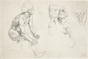 Akt męski pozujący do postaci we Frise de la Guerre, ok. 1930 r. 1835. autorstwa Eugène Delacroix