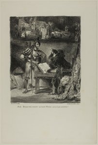 Mefistofeles ukazujący się Fauście, od Fausta autorstwa Eugène Delacroix