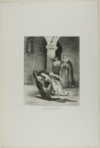 Pieśń Ofelii, płyta 12 z Hamleta autorstwa Eugène Delacroix