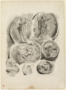 Arkusz siedmiu antycznych medali autorstwa Eugène Delacroix