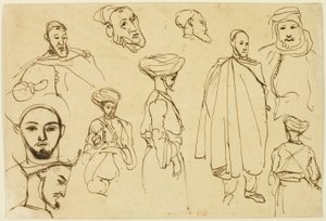 Szkice algierskich mężczyzn autorstwa Eugène Delacroix