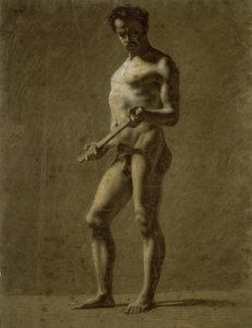Stojący Akademicki Akt Męski (rekto); Szkic ramienia (verso) autorstwa Eugène Delacroix