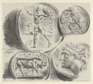 Studia czterech monet greckich, 1825., 1825. autorstwa Eugène Delacroix