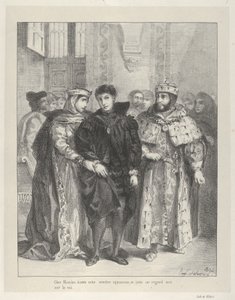 Królowa próbuje pocieszyć Hamleta, 1834., 1834. autorstwa Eugène Delacroix