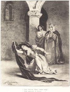Pieśń Ofelii (akt IV, scena V) autorstwa Eugène Delacroix