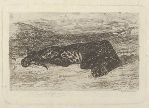 Tygrys leżący na pustyni, 1846., 1846 . autorstwa Eugène Delacroix