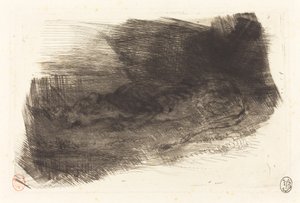Tygrys śpi przy wejściu do swojej kryjówki autorstwa Eugène Delacroix