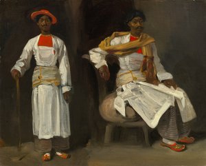 Dwa etiudy Indianina z Kalkuty, siedzącego i stojącego autorstwa Eugène Delacroix