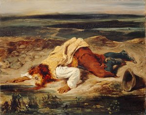 Ranny rozbójnik owczarek rzymski, ok. 1825 r. autorstwa Eugène Delacroix