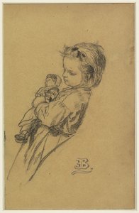 Portret Stéphania Maria Anna Isabella de Block-Loor, stojąca z lalką
