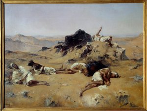 pustynia. Spragnieni mężczyźni. 1869. Eugène Fromentin (1820-1876), Musée d