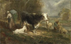 Gospodarstwo z bydłem autorstwa Eugène Fromentin Dupeux