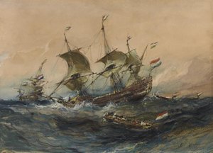 Holenderskie statki podczas sztormu autorstwa Eugene Isabey