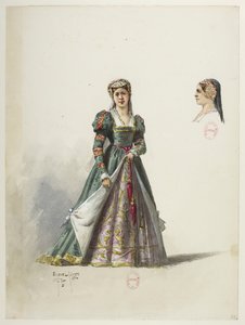 Btv1b84558104 55 - Saint-Saëns - Henryk VIII - Modele kostiumów - Lacoste - 55. Kostium i nakrycie głowy autorstwa Eugene Lacoste