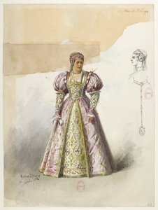 Btv1b84558104 62 - Saint-Saëns - Henryk VIII - Modele kostiumów - Lacoste - 62. Anna z Boleyn z collette autorstwa Eugene Lacoste