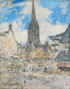 Kotava: "Biot ke Sainte-Catherine uja koe Honfleur (trutca ke Boudin)"
Francuski: Le Clocher de Sainte-Catherine, Honfleur autorstwa Eugene Louis Boudin