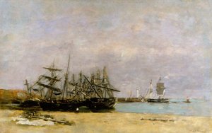 Portrieux - Statki na mieliźnie autorstwa Eugene Louis Boudin