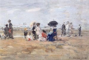 Trouville, scena na plaży autorstwa Eugene Louis Boudin