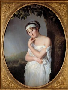 Portret Madame Juliette Recamier (1777-1849), z domu Jeanne-Francoise Bernard Obraz Eulalie Morin (1765-1837) 1799. Rozmiar 1,15x0,87 m. autorstwa Eulalie Morin