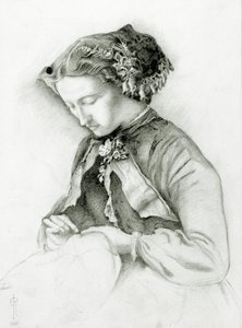 Portret Effie z naparstnikami we włosach (Naparstnica) 1853 autorstwa Euphemia Ruskin