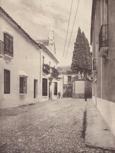 Domy mieszkalne przy Calle de Gameros, Ronda (zdjęcie czarno-białe) autorstwa European Photographer