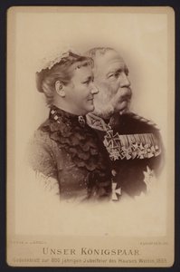 Portret, Albert, król Saksonii i jego żona, dawna księżna Carola ze Szwecji (zdjęcie czarno-białe) autorstwa European Photographer