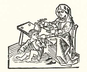 Piastunka i dziecko z XV wieku (grafika) autorstwa European School