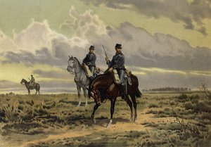 Natarcie kawalerii (chromolitho) autorstwa European School