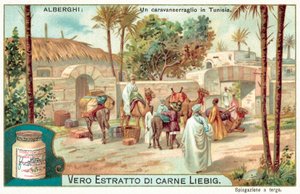 Karawanseraj w Tunezji (chromolitho) autorstwa European School