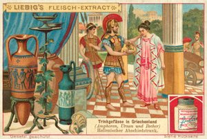 Pożegnalny napój w starożytnej Grecji (chromolitho) autorstwa European School