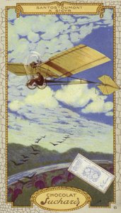 Alberto Santos-Dumont w St Cyr, Francja (chromolitografia) autorstwa European School