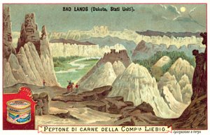 Badlands, Dakota Południowa, USA (chromolitho) autorstwa European School