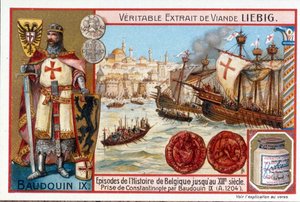 Baldwin I podczas zdobywania Konstantynopola autorstwa European School