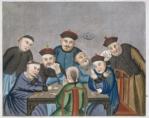 Gracze w karty w Chinach, początek XIX wieku autorstwa European School
