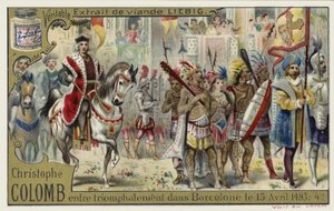 Krzysztof Kolumb triumfalnie wjeżdża do Barcelony, 15 kwietnia 1493 r autorstwa European School