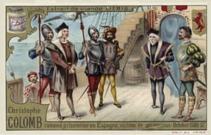Krzysztof Kolumb zabrany do Hiszpanii jako więzień, październik 1500 autorstwa European School